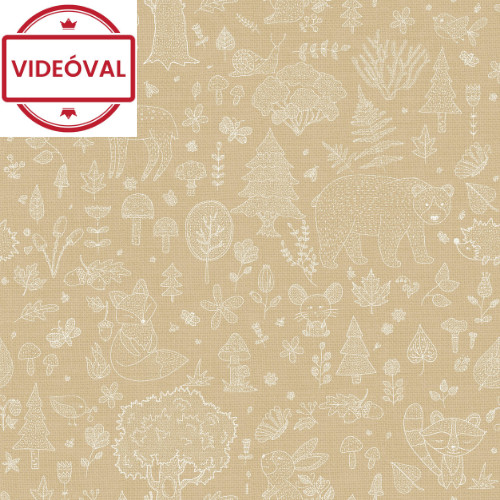 Image of Happy okkersárga alapon alapon fehér erdei mintás tapéta 14808