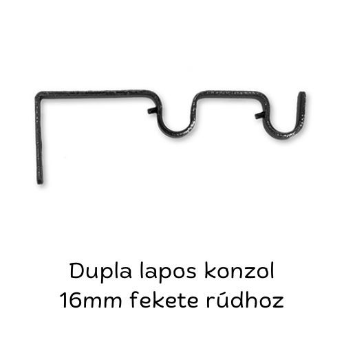 Image of Dupla oldalfali konzol 16mm-es karnishoz fekete