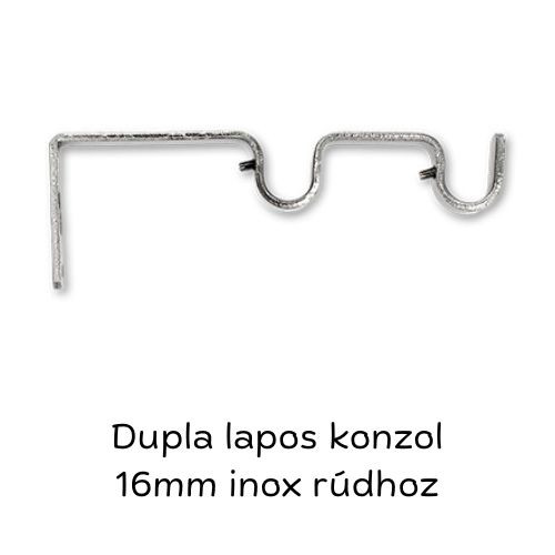 Image of Dupla oldalfali konzol 16mm-es karnishoz inox
