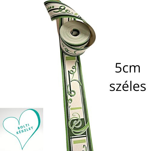 Image of 5 cm-es zöld-fehér indamintás tapétaszegély 227-049