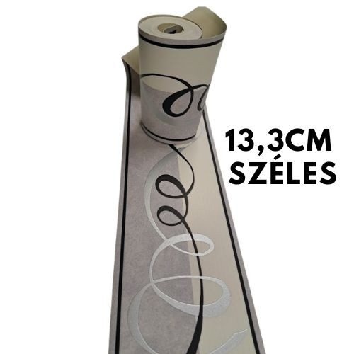 Image of Fekete-ezüst hullám mintás bordűr 345-09