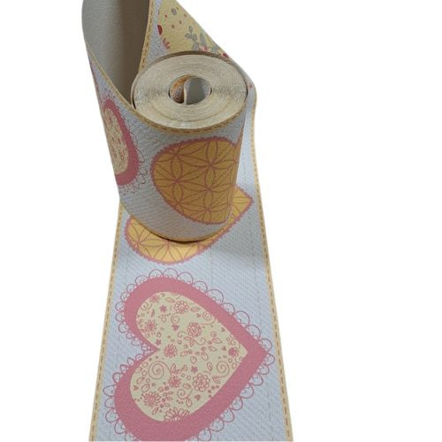 Image of Fehér alapon sárga szív mintás bordűr 5582-45