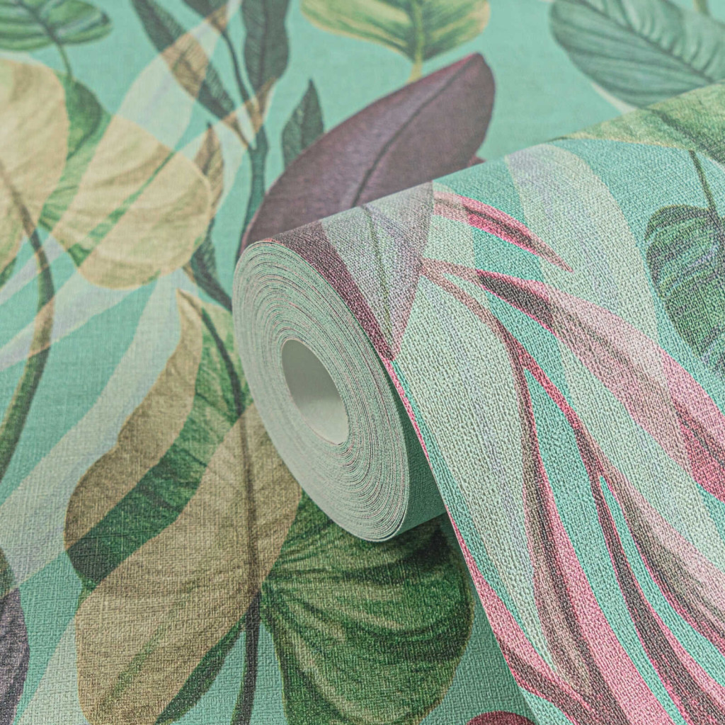 Image of Anna 'Andrea türkiz, leveles tapéta 78219-4