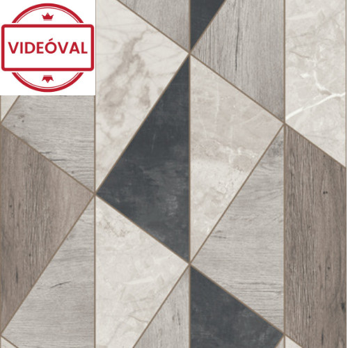Image of Arcadia szürke-fekete-arany-fehér fa geometriai mintás tapéta A65104