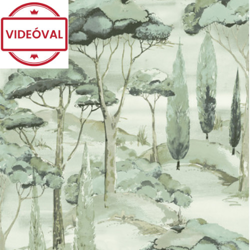 Image of Arcadia drapp alapon zöld fás mintás tapéta A69202