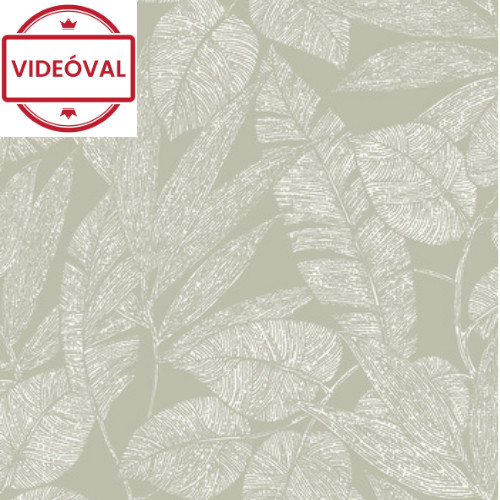 Image of Omura zöld alapon fehér levél mintás tapéta A69501