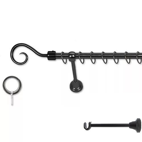 Image of 16 mm Landhouse komplett karnis, klasszik konzol fekete Pásztorbot 160cm