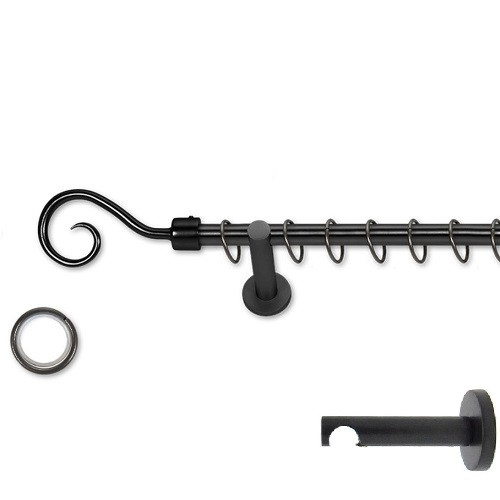 Image of 16 mm Landhouse komplett karnis, MODERN konzol fekete Pásztorbot 180cm