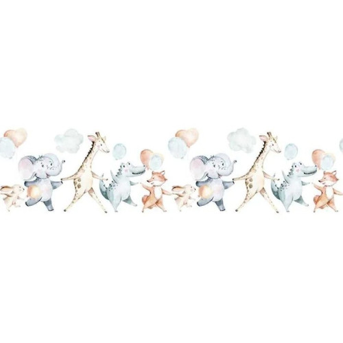 Image of Cuki állatok ünnepi tánca fehér-színes gyermek bordűr KOD45866