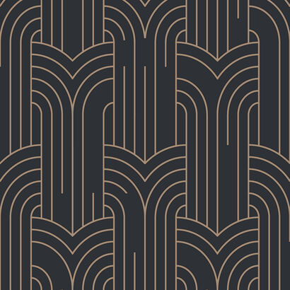 Image of Élégance fekete alapon arany geometriai mintás tapéta M42119